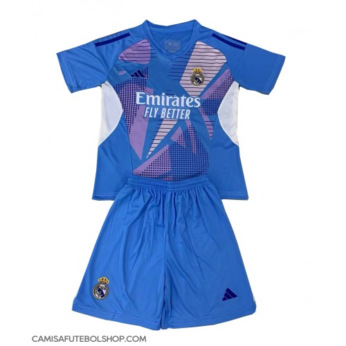 Camisa de time de futebol Real Madrid Goleiro Replicas 1º Equipamento Infantil 2024-25 Manga Curta (+ Calças curtas)